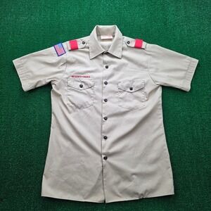 Boy Scouts of America Shirt Boys Youth XL Beige Button Up Short Sleeve Outdoors
